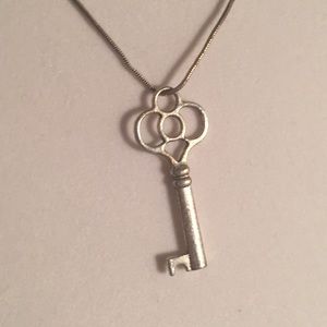 Silver key pendant necklace